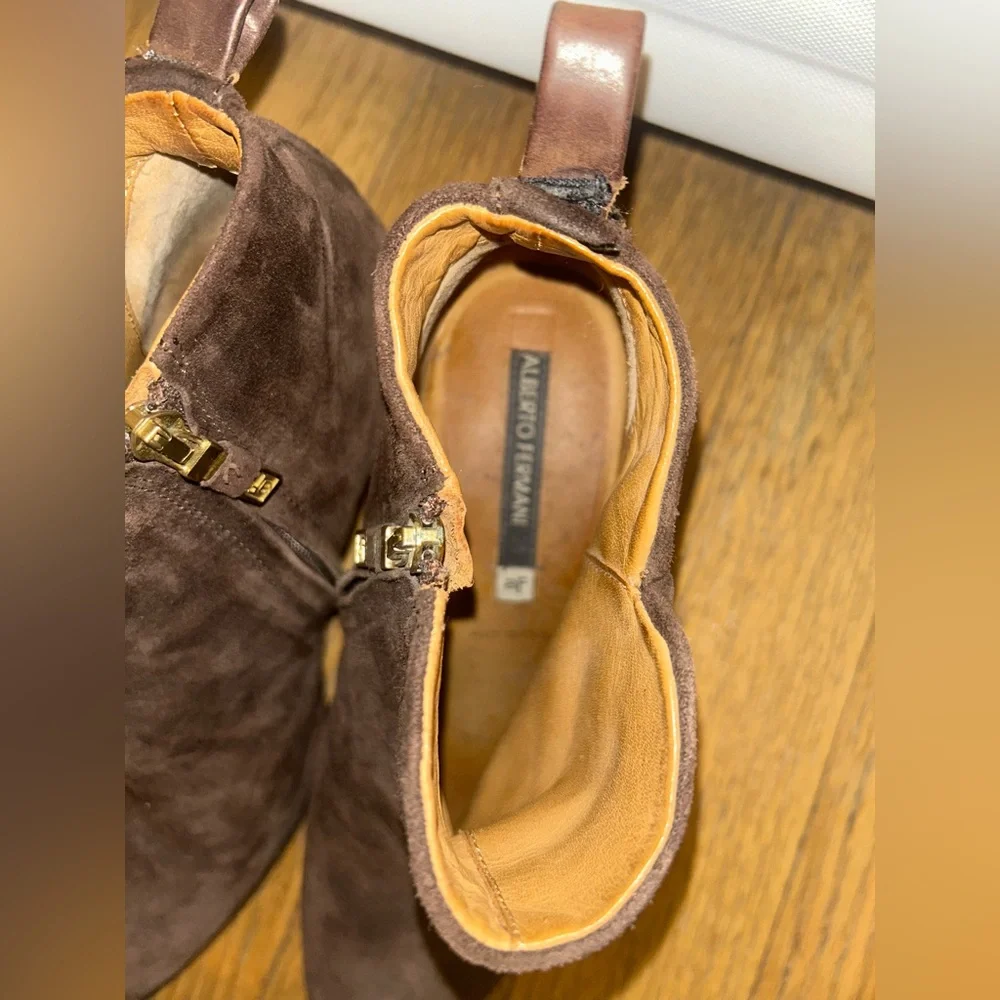 Alberto Fermani Ankle Booties Women size 38 (US 7.5) Brown Suede Made in Italy - Picture 5 of 6